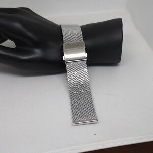 EACHE Silver Stainless Steel Mesh Watch Band – 20mm, Quick Release, Unisex